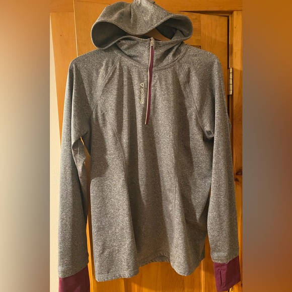HOODIE REEBOK Quarter zip Tunic Fitted pullover Gray Spandex Yoga XL - Picture 2 of 10